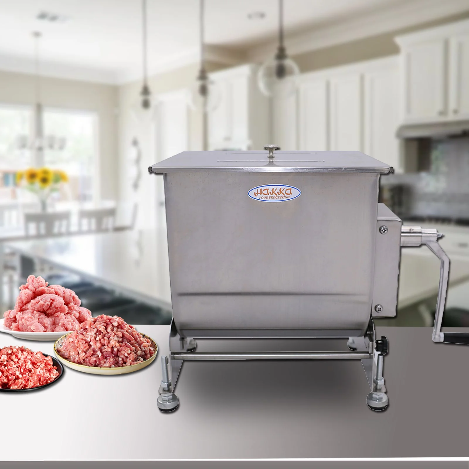Hakka 15Lbs/7.5L Tilt Tank Meat Mixers Countertop Manual  Mixing Machine