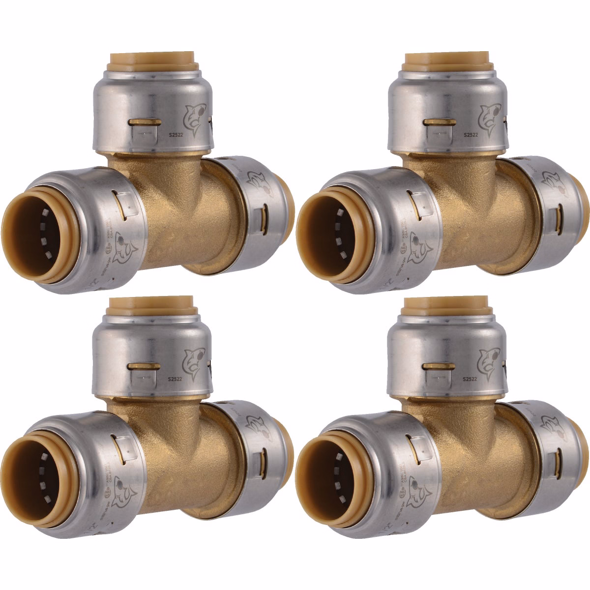 SharkBite 1/2 In. x 1/2 In. x 1/2 In. Brass Push-to-Connect Tee (4-Pack)