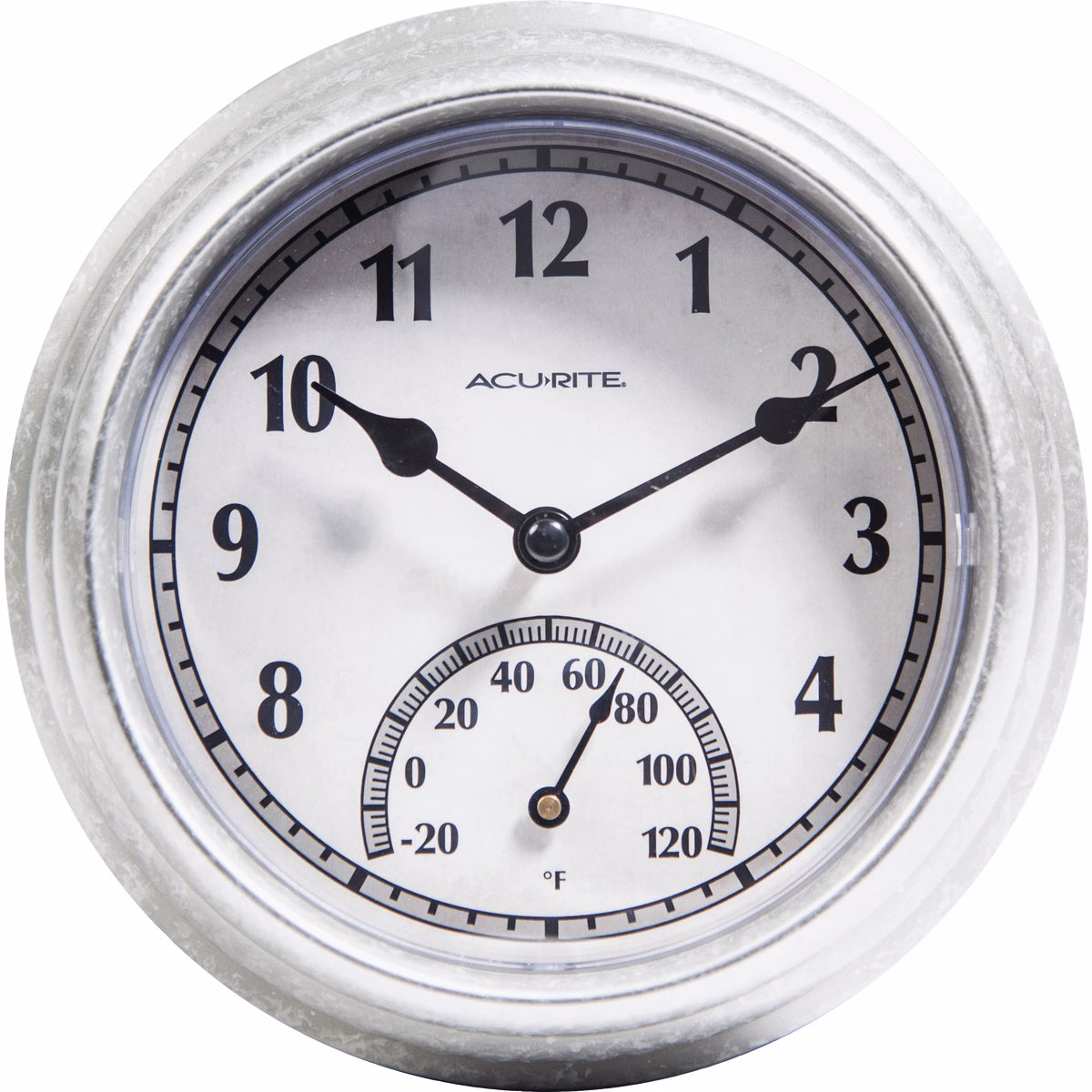 Acurite 8.5 In. Brushed Galvanized Clock/Thermometer