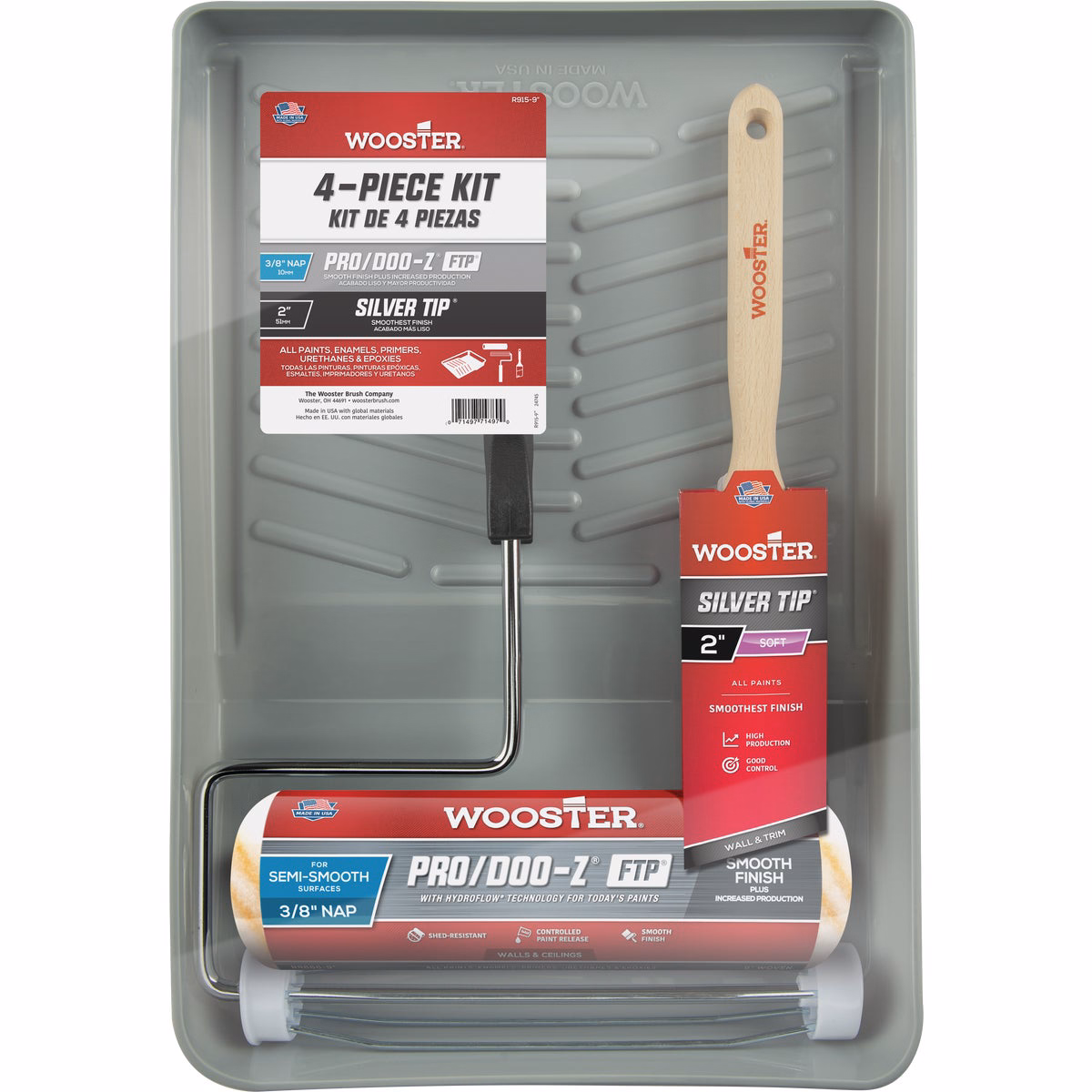 Wooster Pro/Doo-Z FTP & Silver Tip Roller & Tray Set (4-Piece)