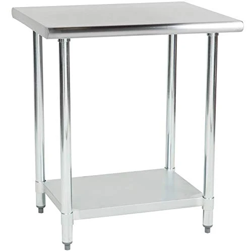 Hakka Brothers 30″ x 48″ 18 Gauge 430 Economy Stainless Steel Commercial Work Table with Undershelf