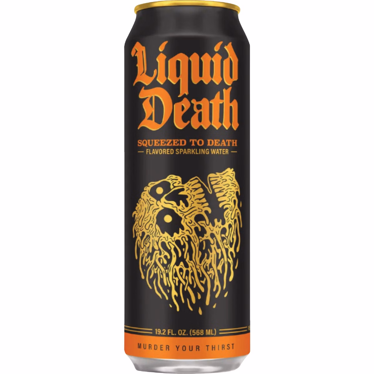 Liquid Death 19.2 Oz. Squeezed To Death Orange 100% Sparkling Mountain Water