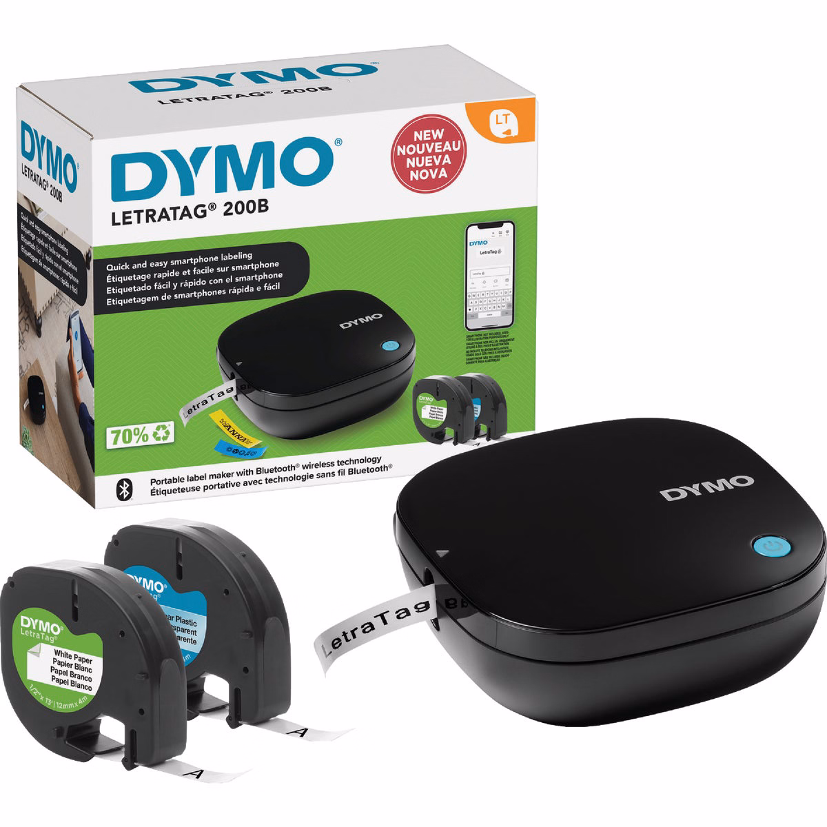 DYMO LetraTag 200B Bluetooth Label Maker with 2 Assorted Label Tapes