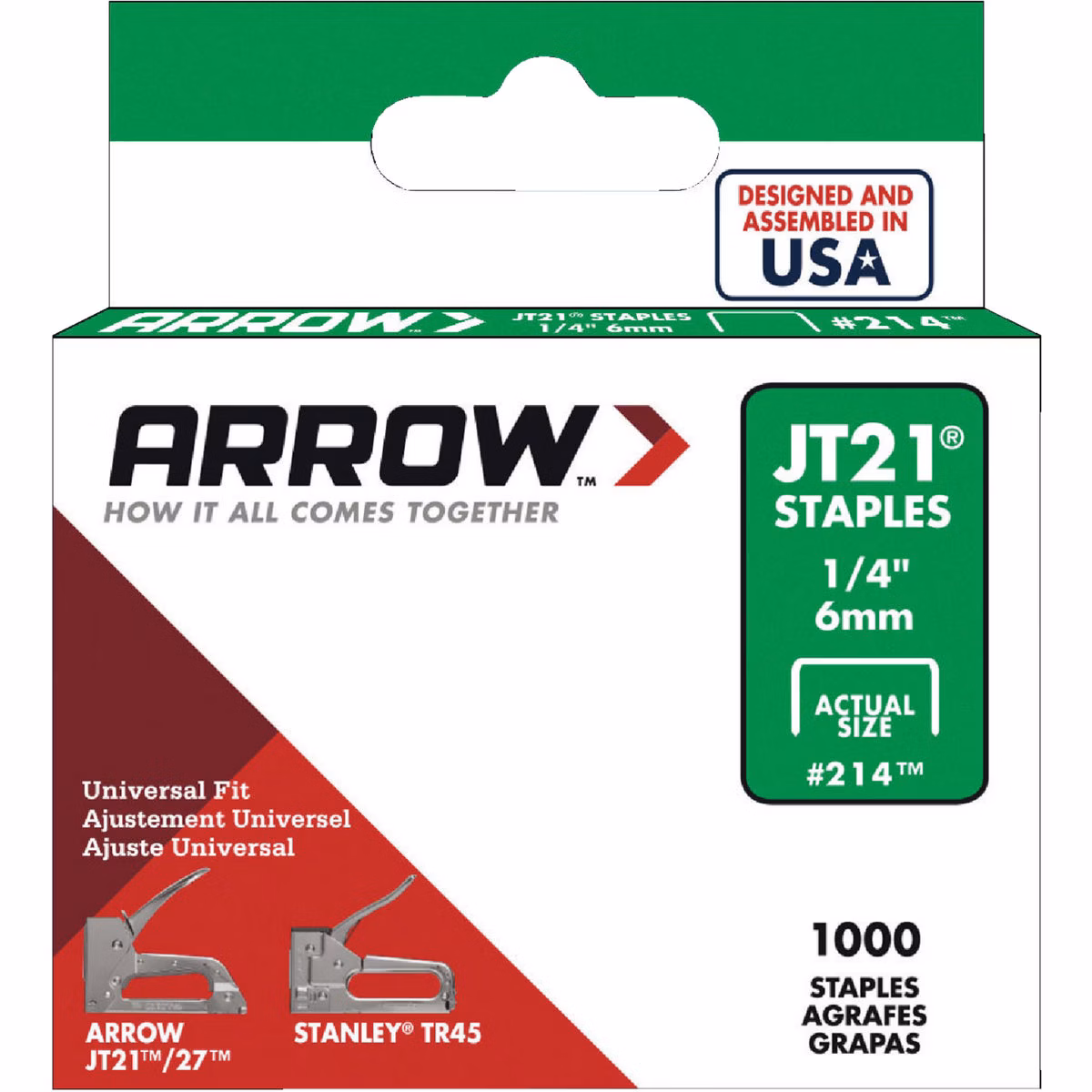 Arrow JT21 Light Duty Staple, 1/4 In. (1000-Pack)