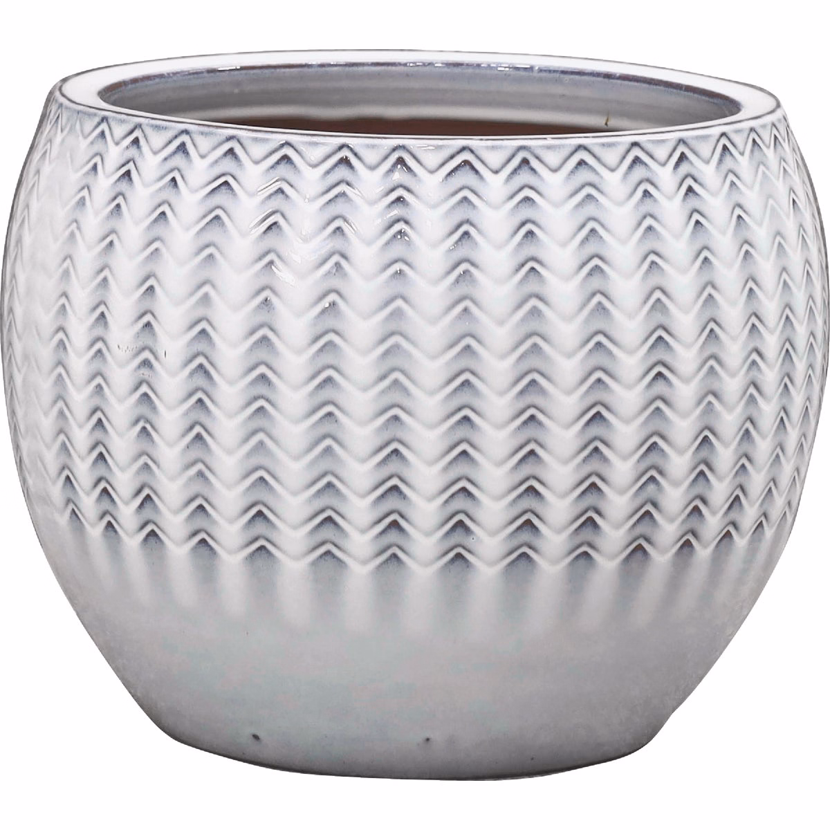 Deroma Wester 11.4 In. Dia. White Ceramic High Gloss Planter