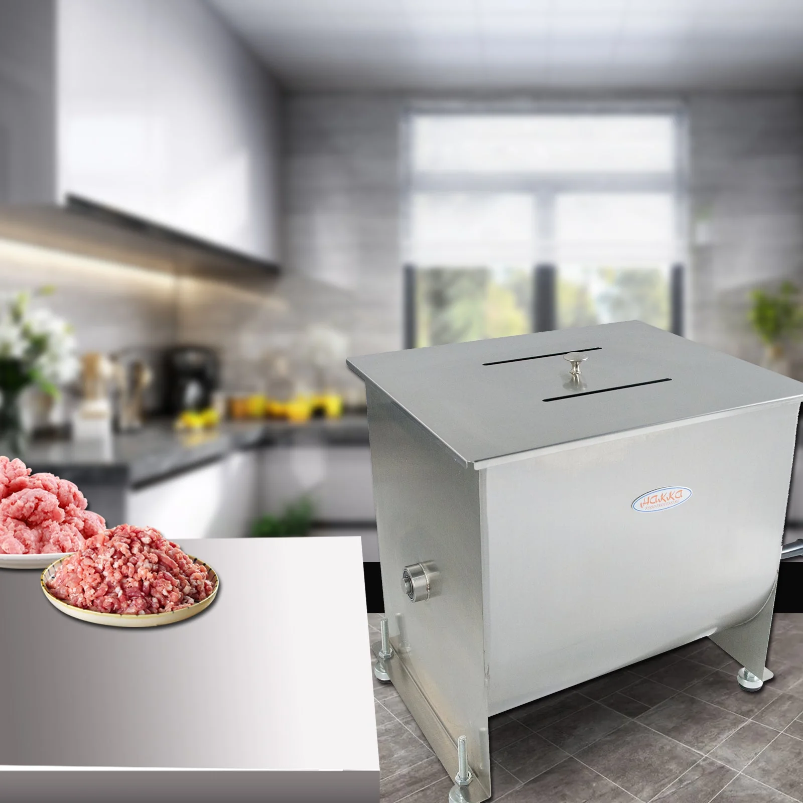 Hakka 30Liter/60lb Capacity Stainless Steel Manual Meat Mixers , Fixed Tank,Sausage Mixer Machine