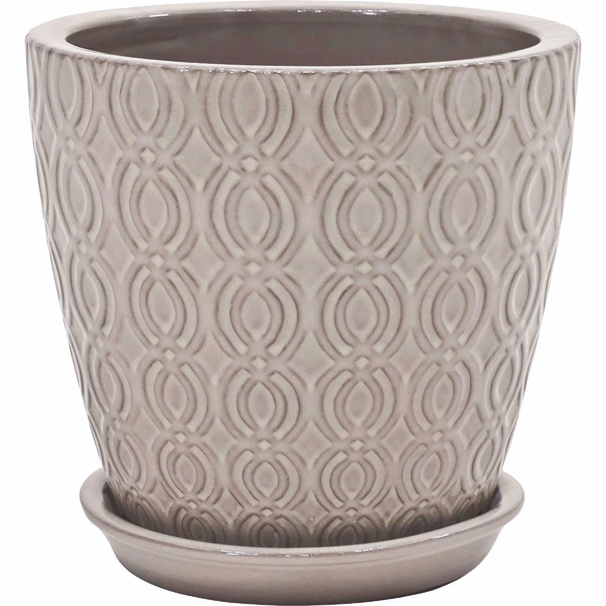 Deroma Usov 8.7 In. Dia. Gray Ceramic High Gloss Planter