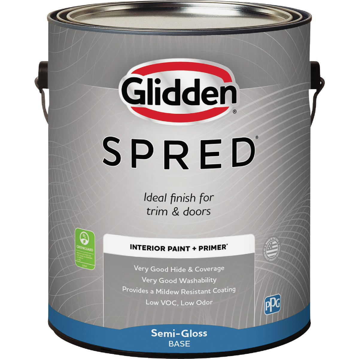 Glidden Spred Interior Paint + Primer Semi-Gloss White Pastel Base Gallon