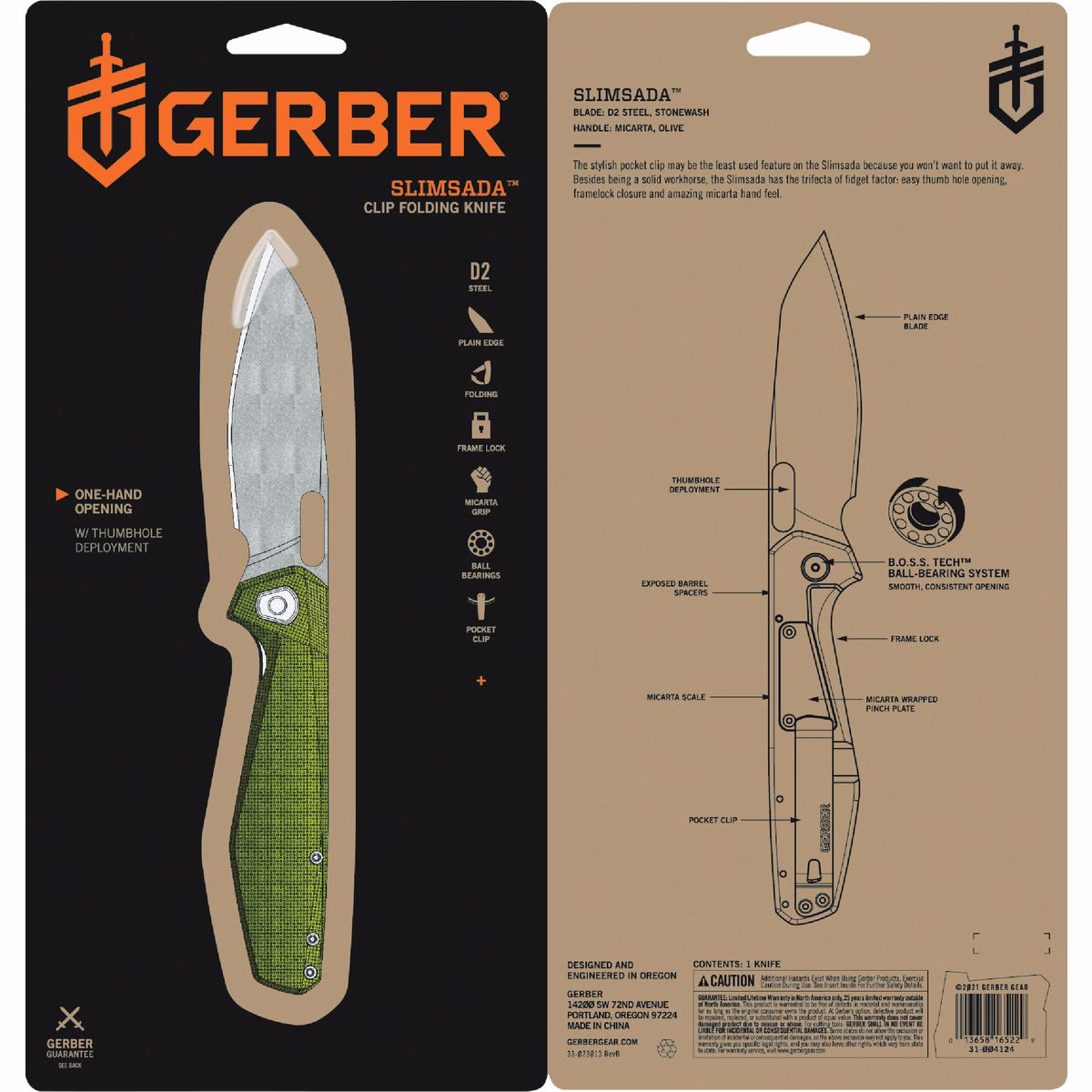 Gerber Slimsada 3.47 In. Clip Folding Knife