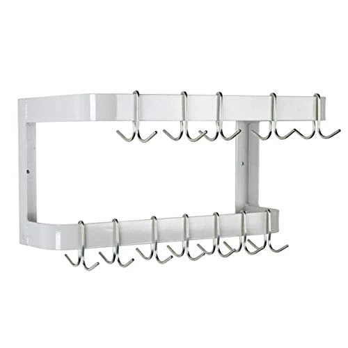 Hakka Brothers 24” Wall Mounted Commercial Stainless Steel Double Line Pot Rack