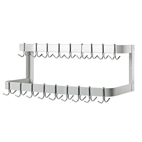 Hakka Brothers 84 in. Wall Mounted Commercial Stainless Steel Double Line Pot Rack