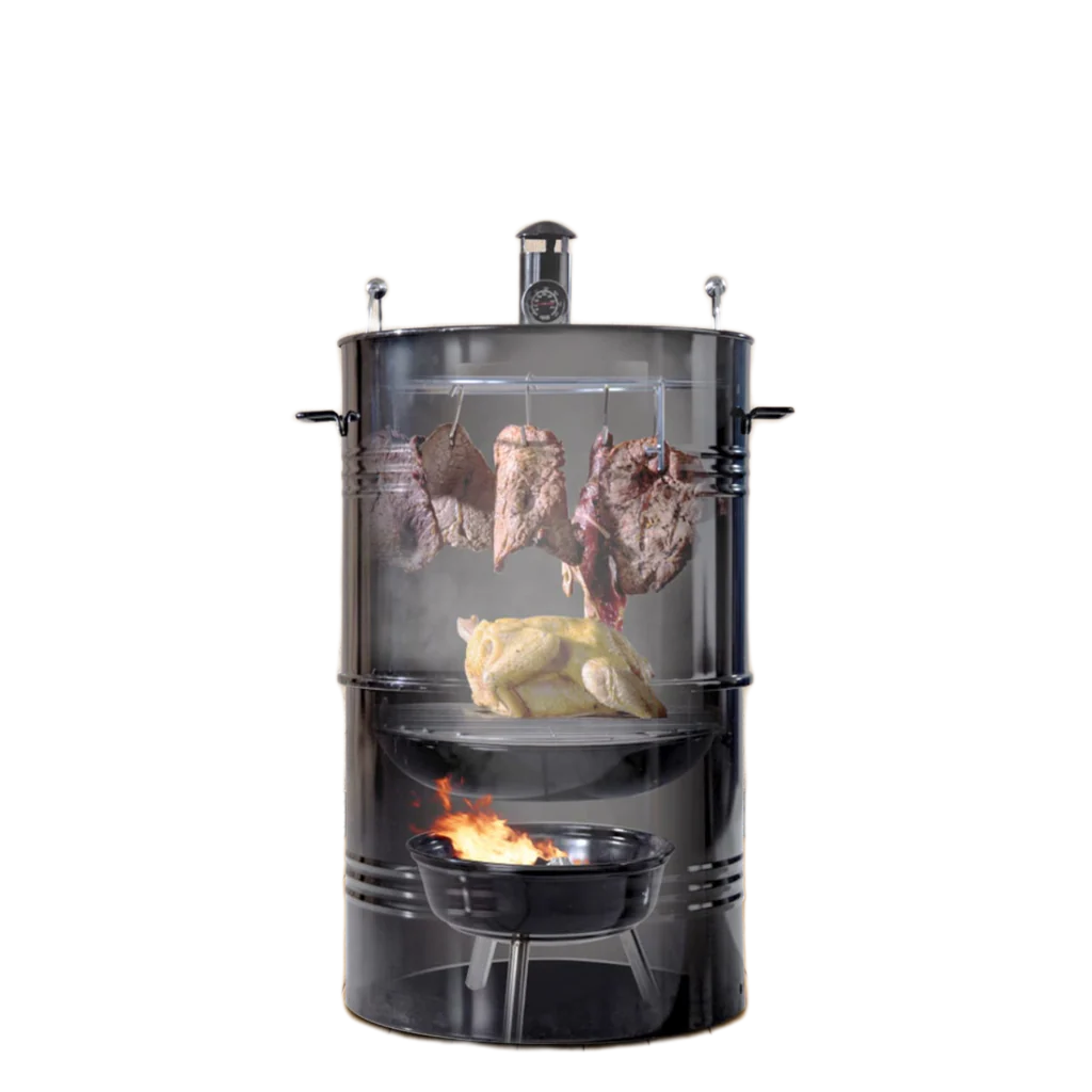 Hakka Vertical Charcoal Smoker, Multi-Function 14-Inch Barbecue and Charcoal Smoker Grill Heavy Duty Round BBQ Grill for Outdoor Cooking Camping
