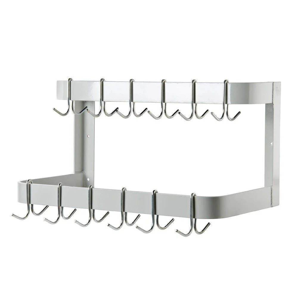 Hakka Brothers 36” Wall Mounted Commercial Stainless Steel Double Line Pot Rack