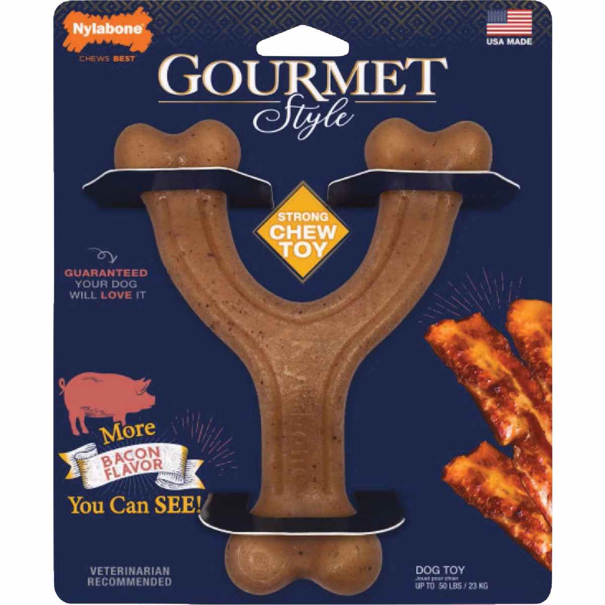 Nylabone Gourmet Style Large Bacon Wishbone Dog Chew