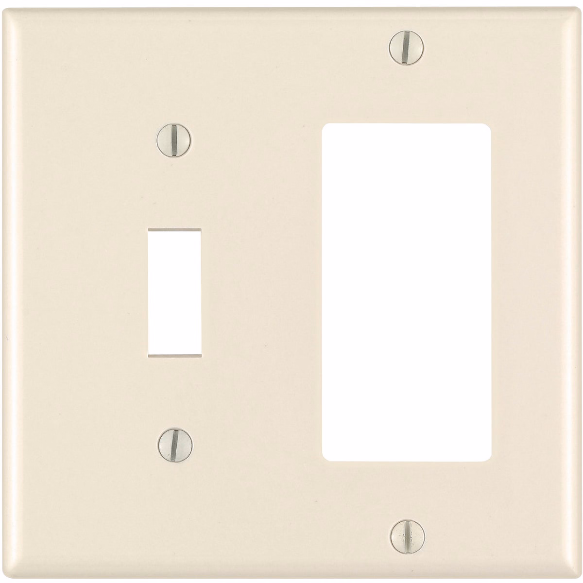 Leviton Decora 2-Gang Thermoset Single Toggle/Rocker Wall Plate, Light Almond