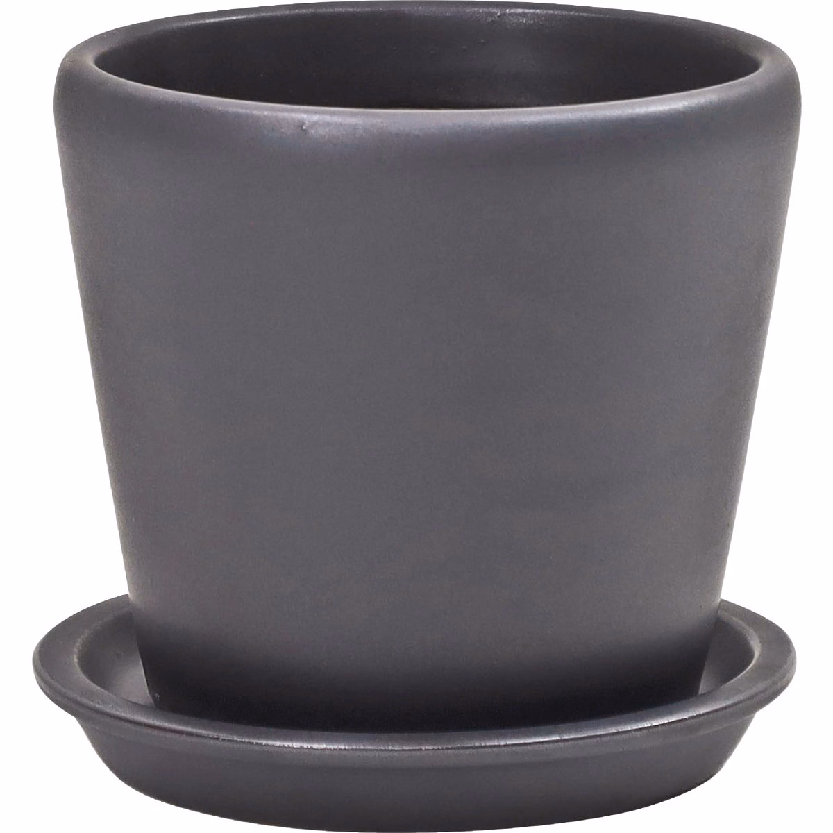 Deroma Levisa 6 In. Dia. Matte Black Ceramic Planter