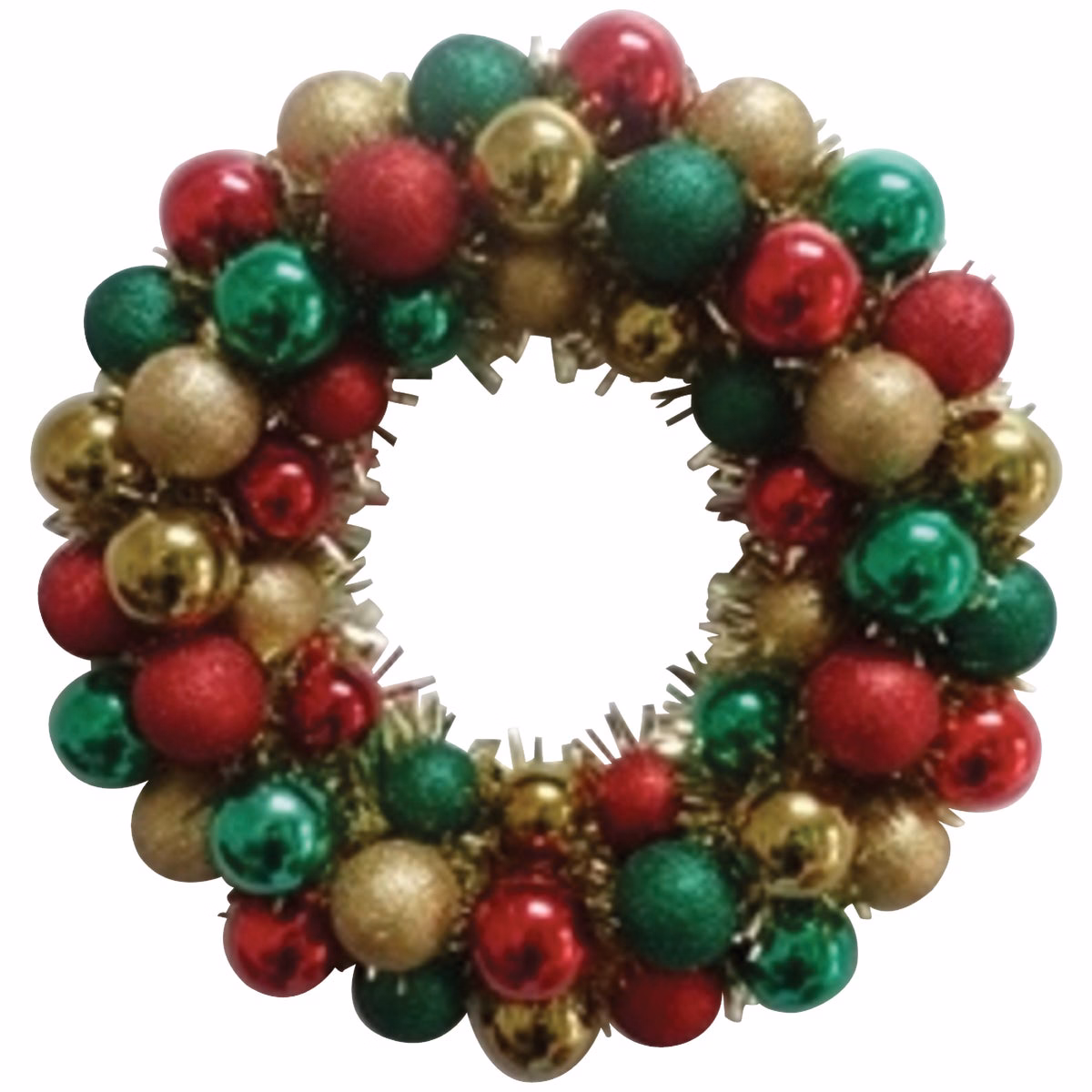 Youngcraft 16 In. Red, Green, & Gold Shatterproof Ornament Wreath-