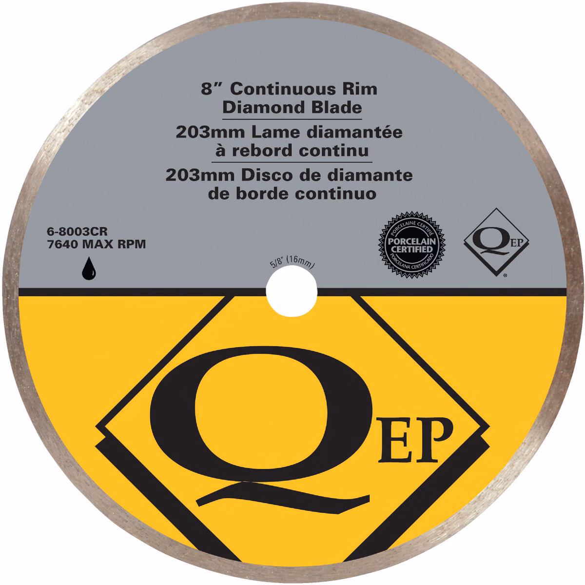 QEP 8 In. Continuous Rim Wet Cut Diamond Blade