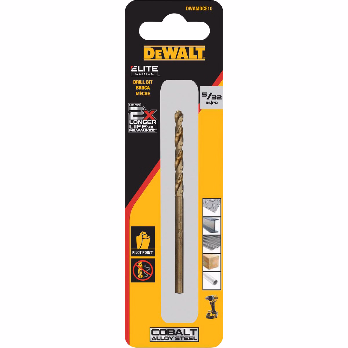Dewalt Elite Series 5/32 In. x 3-1/10 In. Cobalt Alloy Steel Jobber Length Twist Drill Bit
