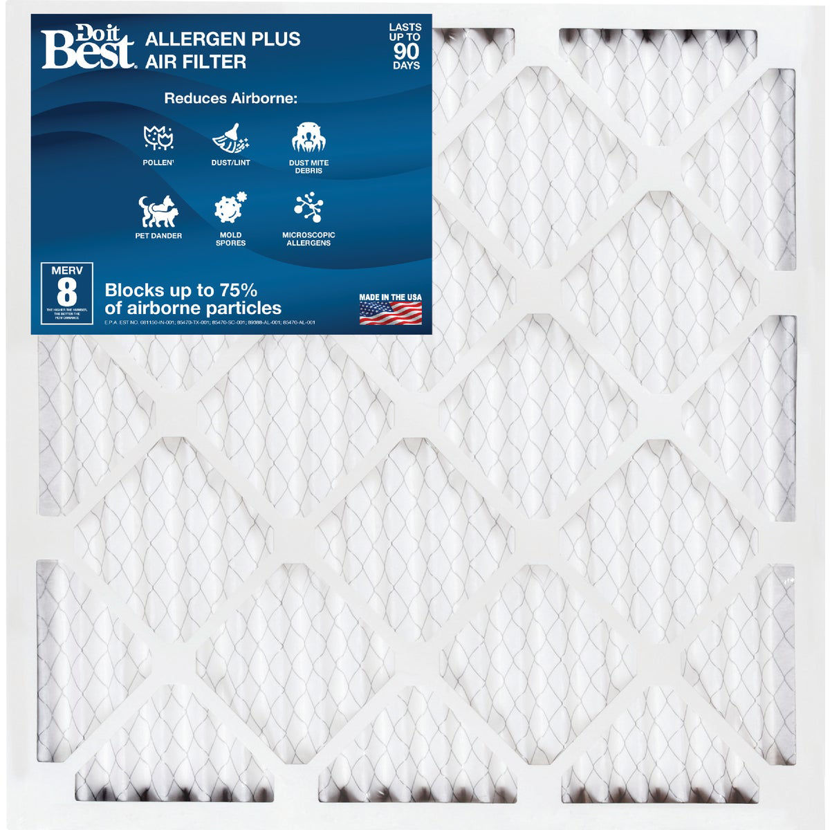 Do it Best 20 In. x 20 In. x 1 In. MERV 8 Furnace Filter (2-Pack)