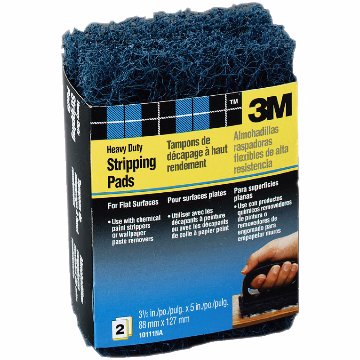 3M Heavy Duty Stripping Pads, 3 Coarse, 3-3/8 In. x 5 In. x 3/4 In. (2-Pack)