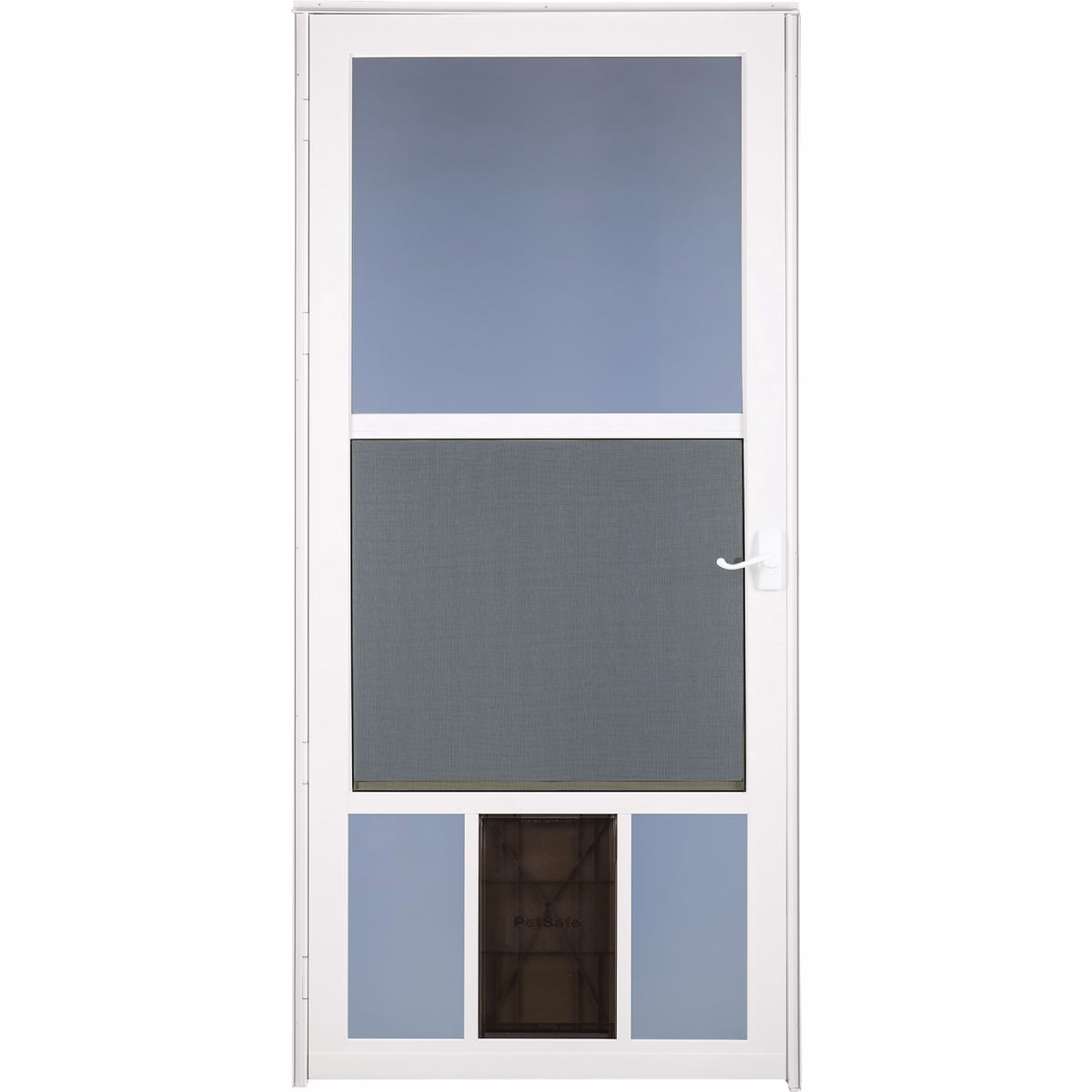 Larson Metal Tech 36 In. W x 81 In. H x 1-1/4 In. Thick White Classic View Storm Door With Pet Door