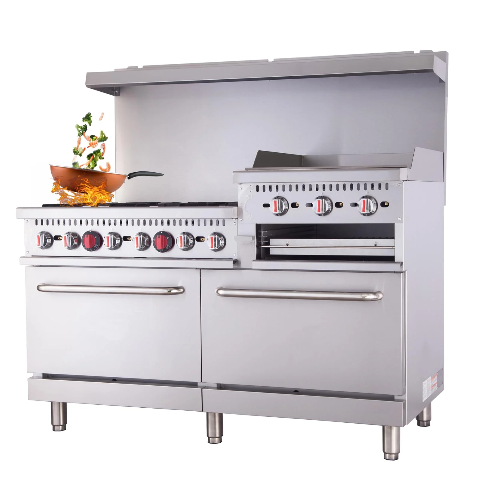 EasyRose Commercial 60″ Liquid Propane Gas Range Stove 6 Burners with 24″ Griddle