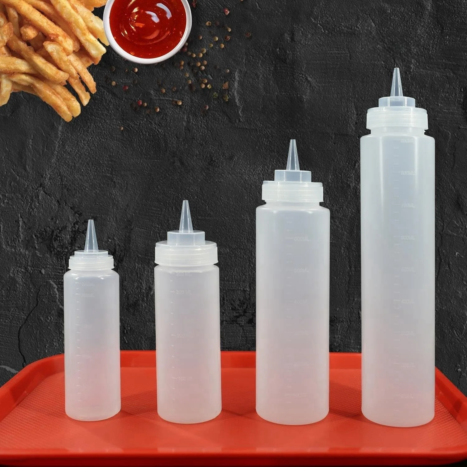 EasyRose Plastic Condiment Squeeze Bottles,Sauce bottle,Squeeze Bottle Dispenser,Refillable With Tip Cap (8 oz)