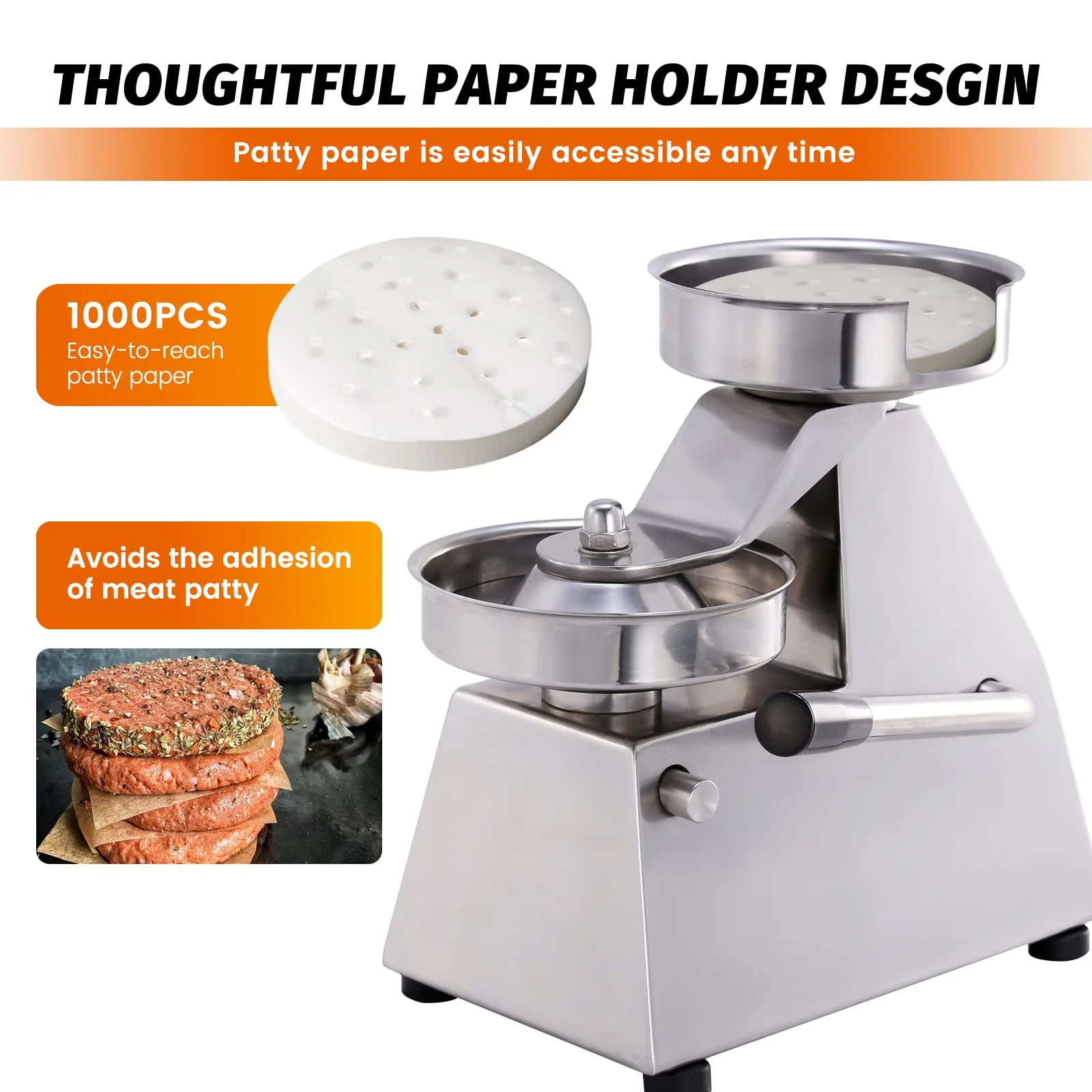 Hakka Commercial Hamburger Press Maker and Burger Press (5″ Burger Press)