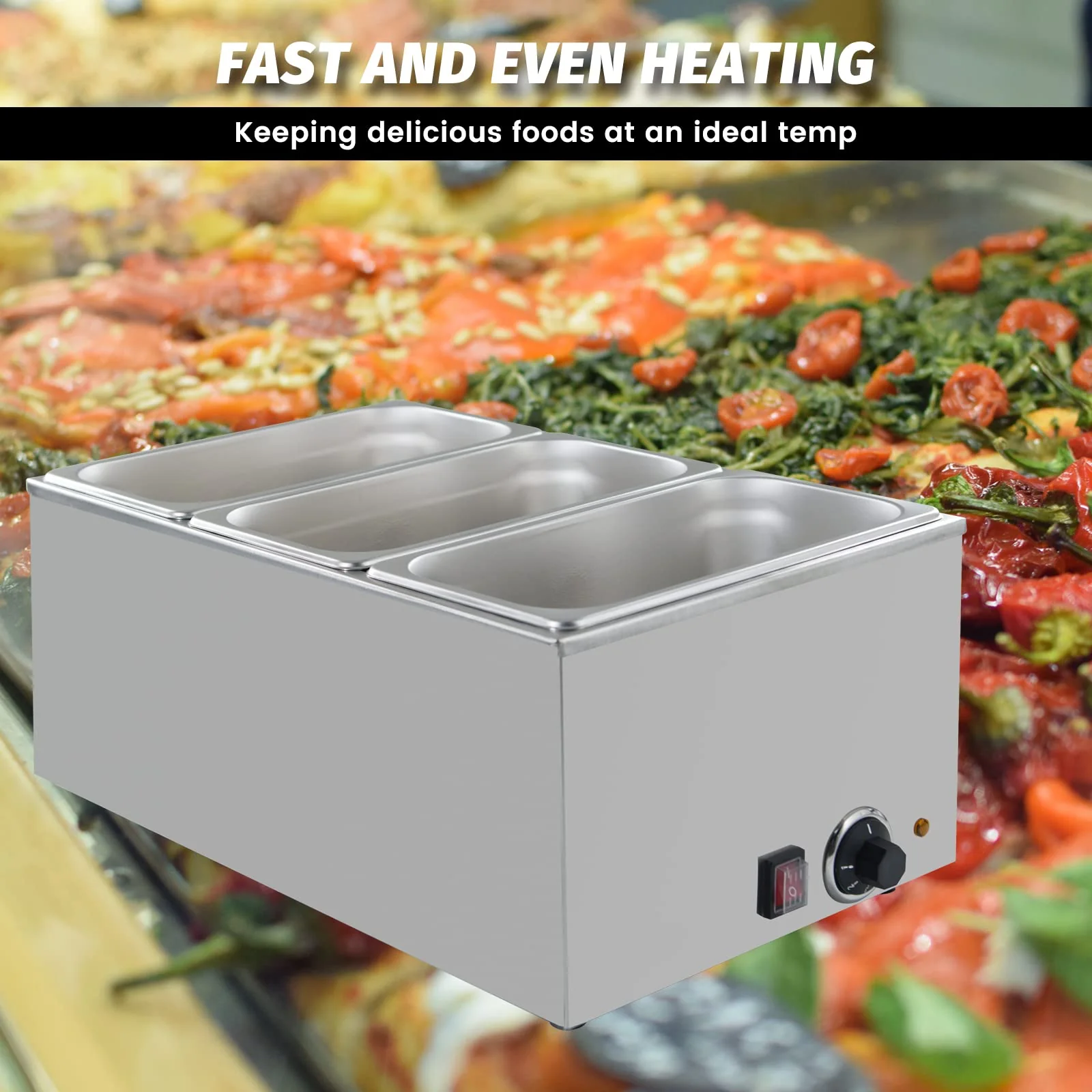 EasyRose Bothers Commercial Countertop Food Warmer – 120V, 1200W