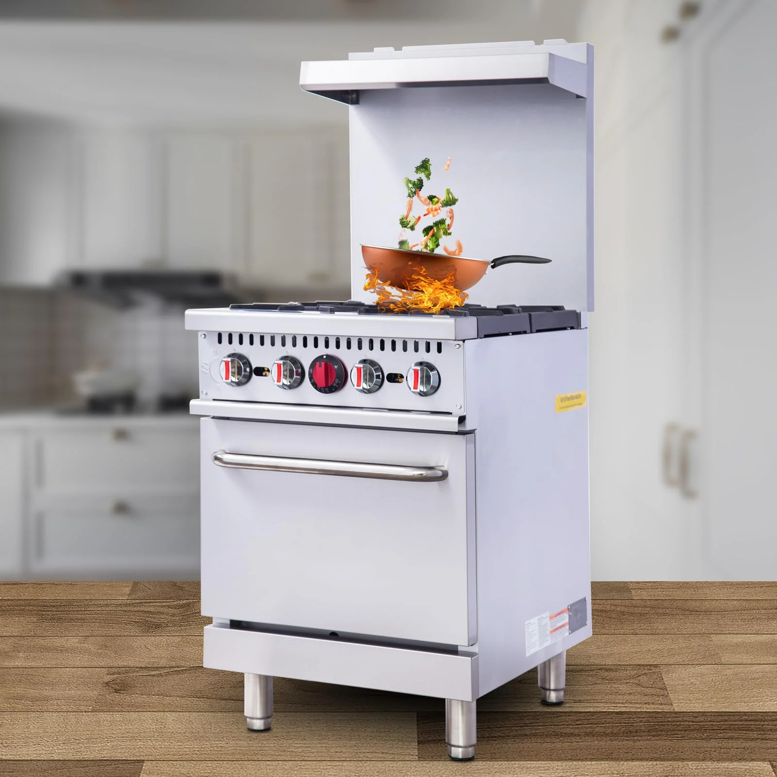 EasyRose 24″ Natural Gas Commercial Restaurant Kitchen 4 Burners Range With Oven