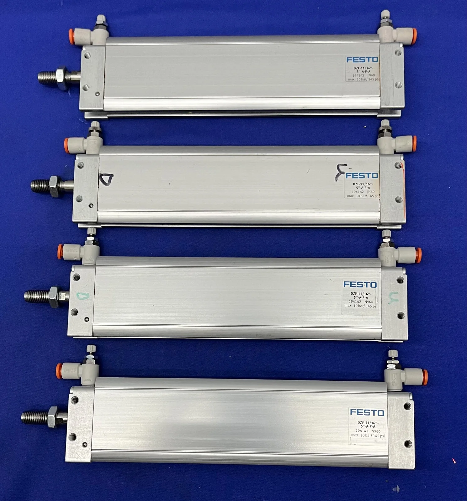 FESTO FLAT CYLINDER DZF-11/16”-5”-A-P-A – 1  LOT QTY OF 4