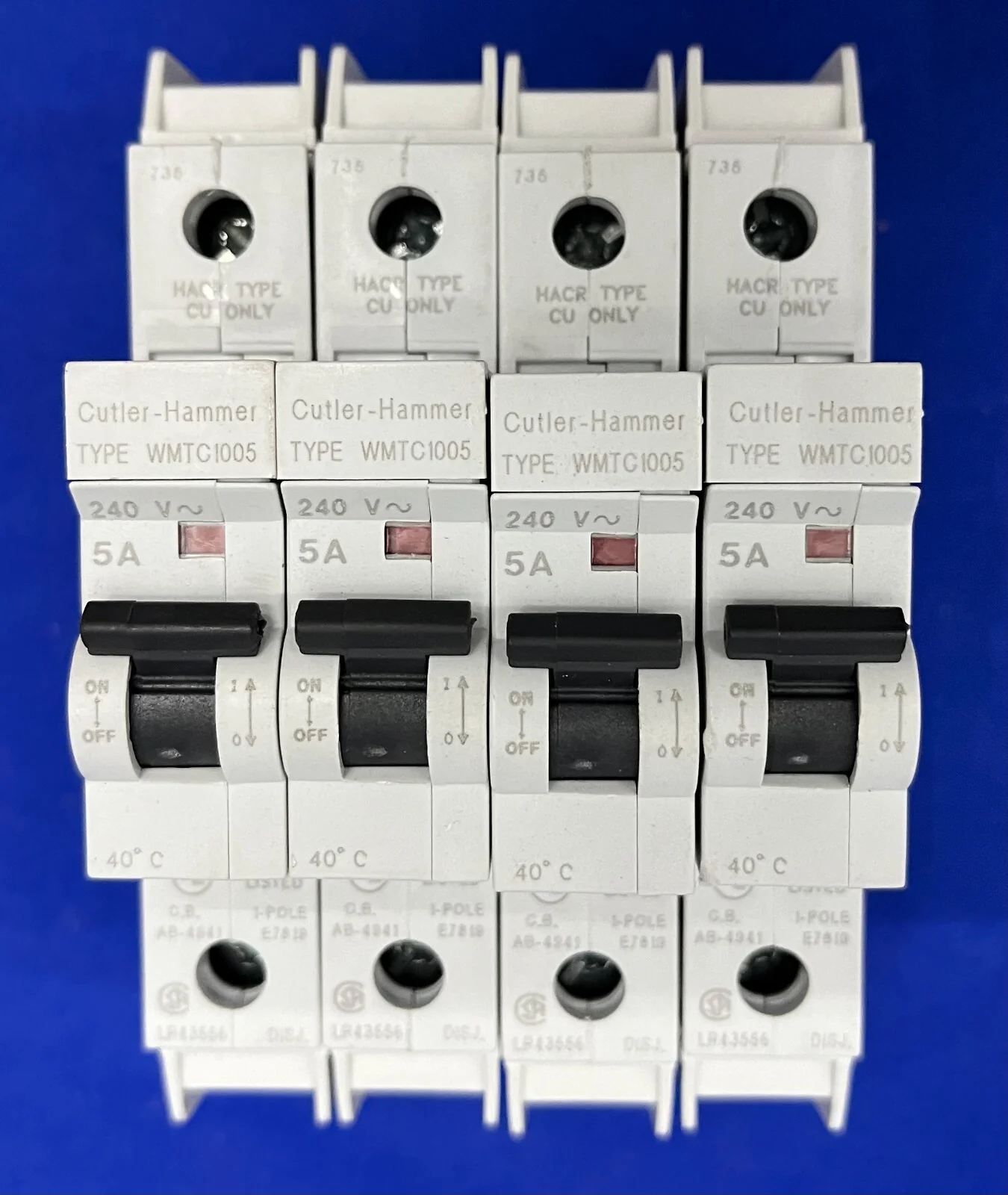 EATON / CUTLER HAMMER CIRCUIT BREAKER WMTC1005 5AMP 1 POLE 240V – 1 LOT QTY 4