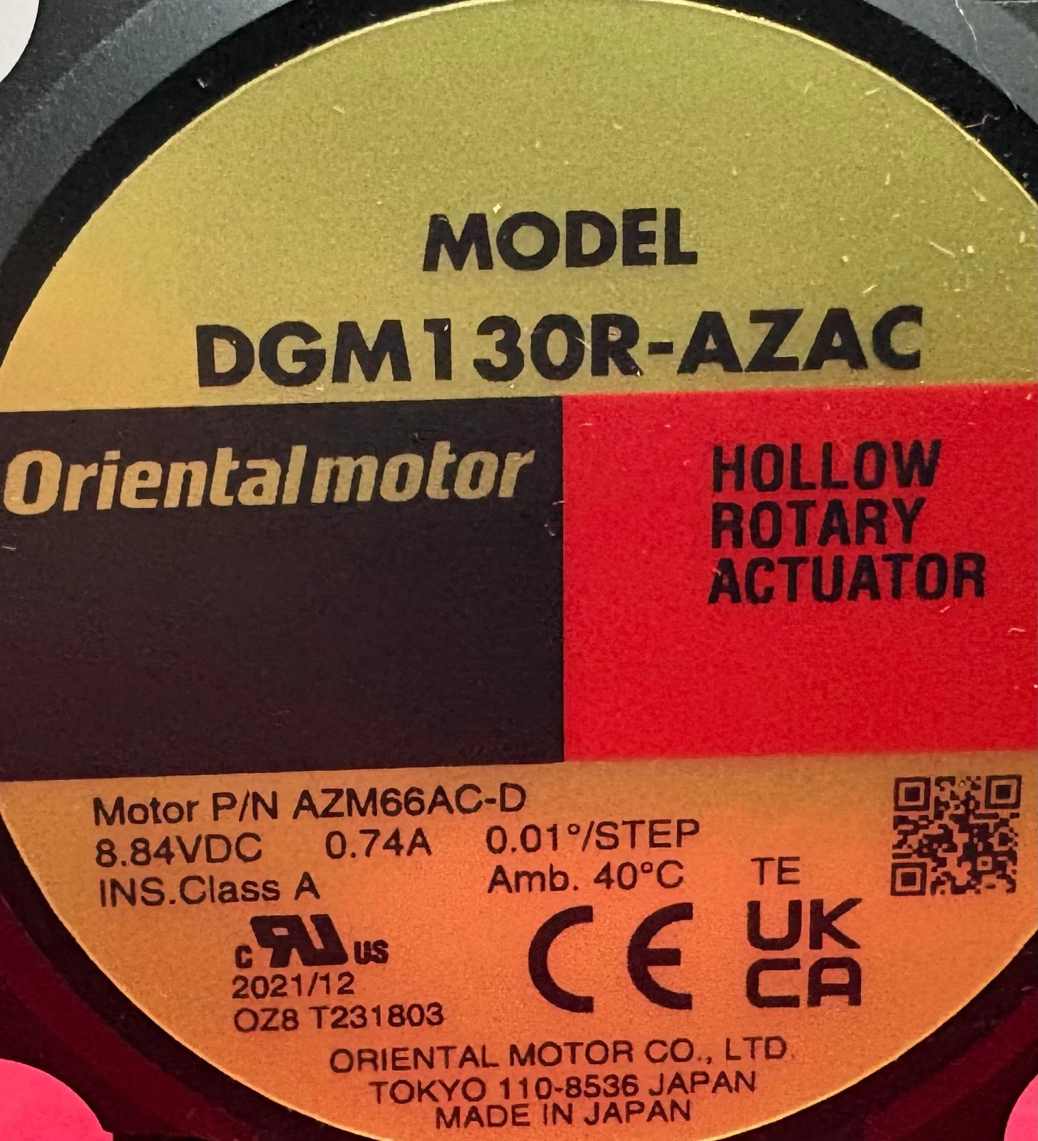 ORIENTAL MOTOR DGM130R-AZAC ROTARY TABLE w/ STEPPING MOTOR DRIVER AZD-AD – PARTS