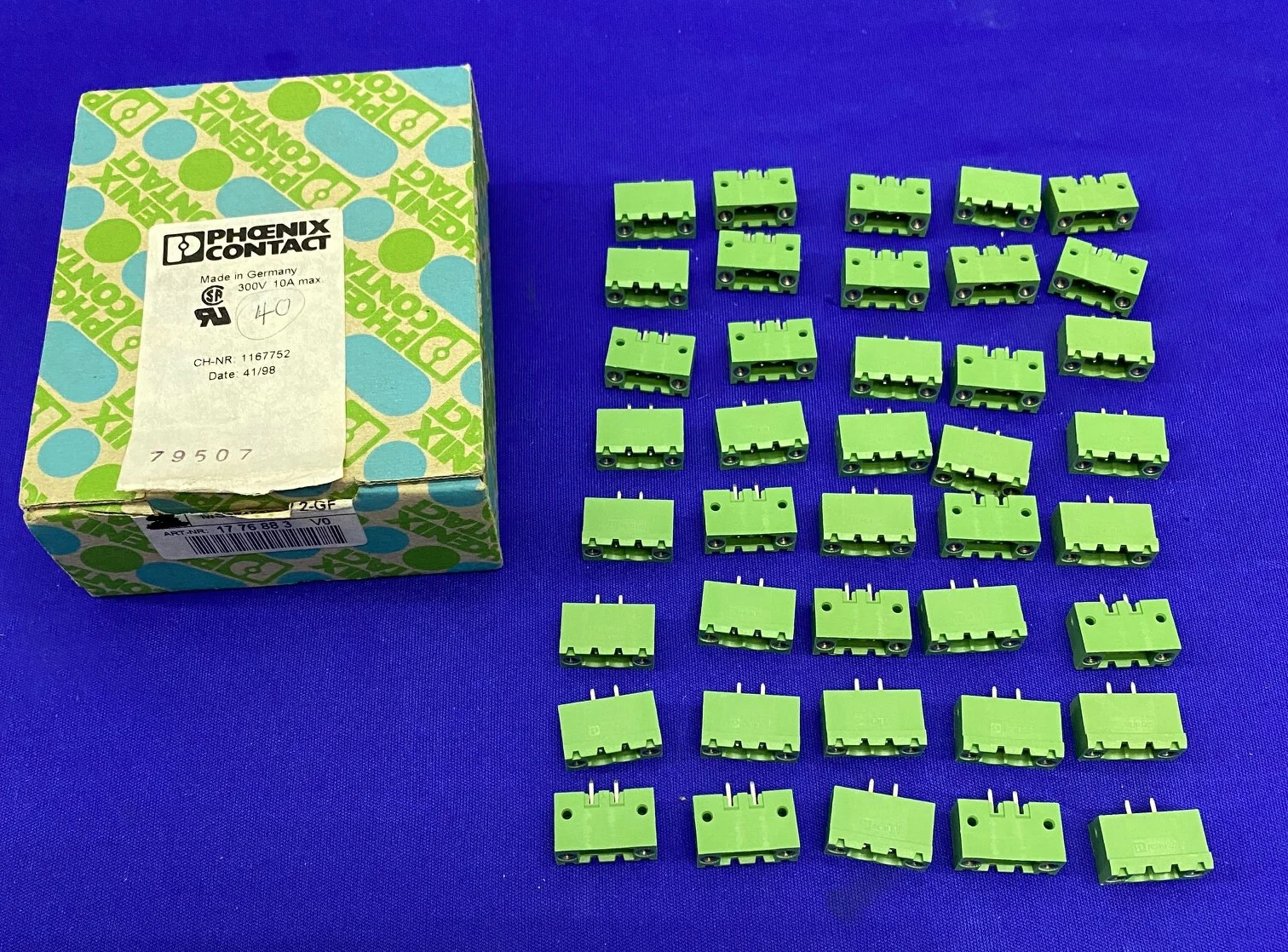 PHOENIX CONTACT 177683 TERMINAL BLOCK 2 POSITION HEADER – 1 PKG OF 40 BLOCKS