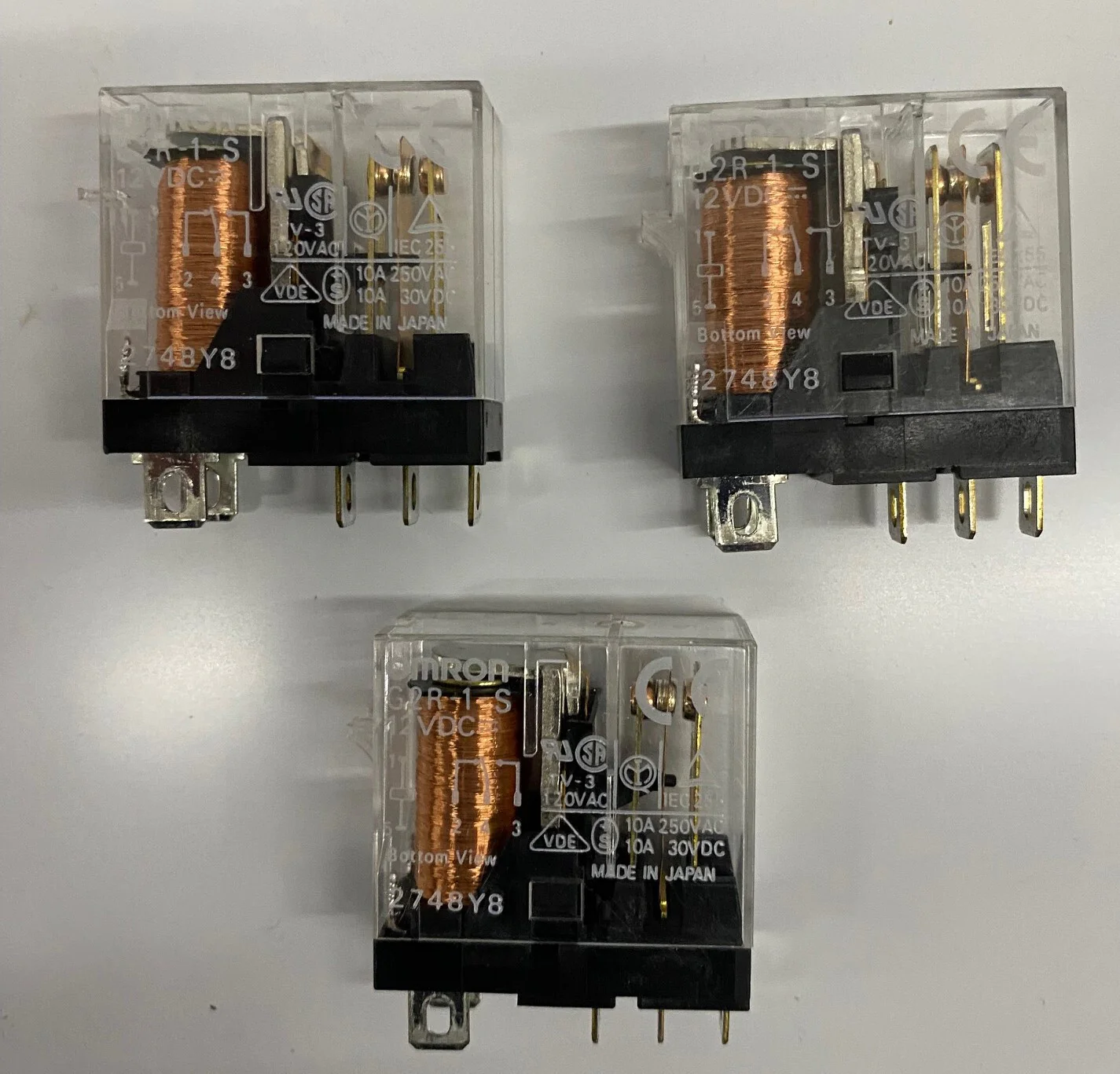 OMRON G2R-1-S 12VDC / 2748Y8 RELAY – 1 LOT QTY 3 RELAYS