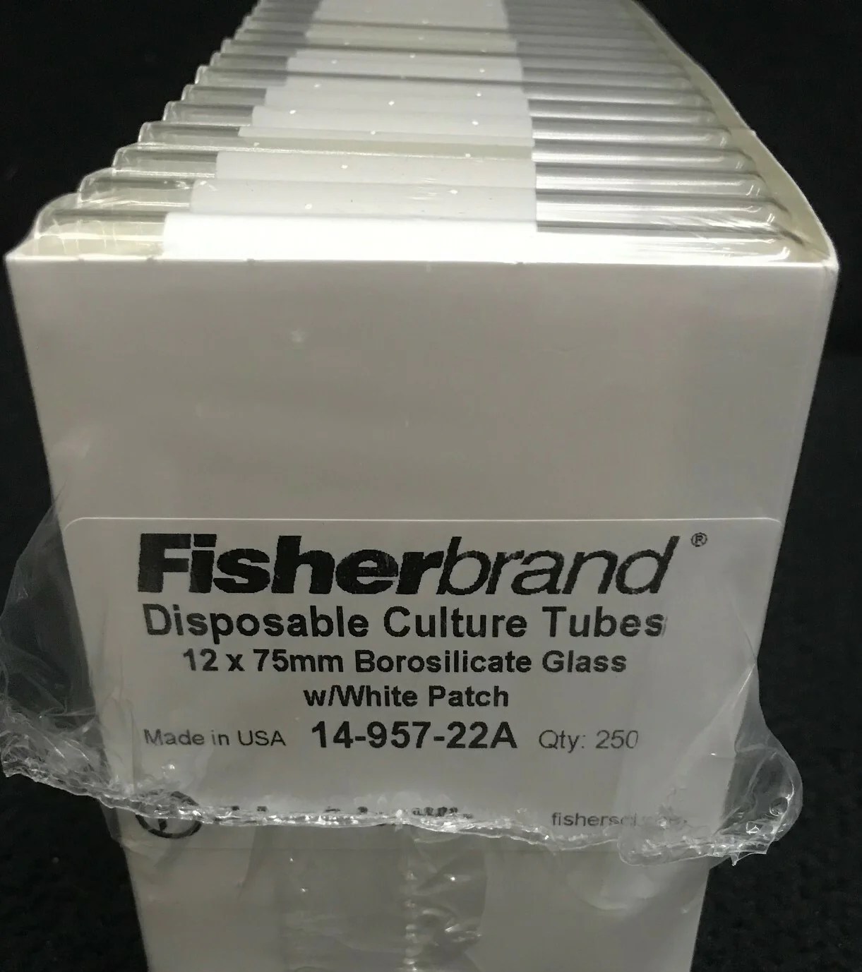 FISCHER SCIENTIFIC DISPOSABLE GLASS TEST TUBES 14-957-22A 6mL1  PACKAGE-250 TUBE