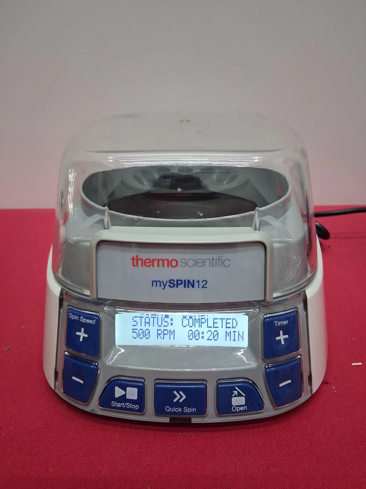 THERMO SCIENTIFIC MYSPIN12 MINI CENTRIFUGE MAX SPEED 12500 RPM MAX 30 MIN TIMER