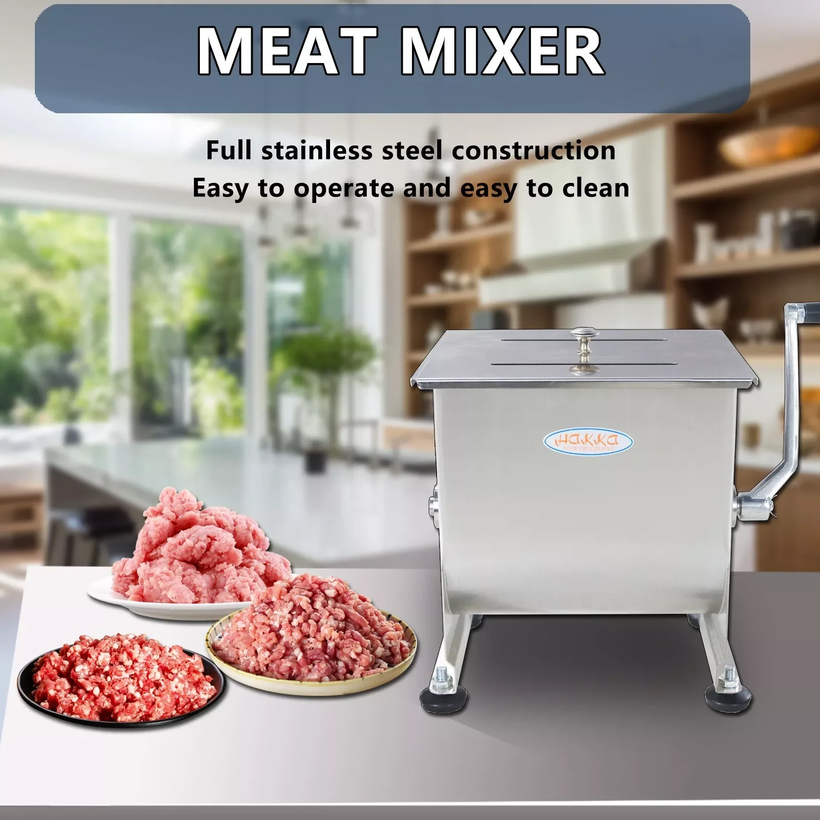 Hakka 15lb/7.5L Capacity Tank Commercial Manual Meat Mixer Sausage Mixing Machine