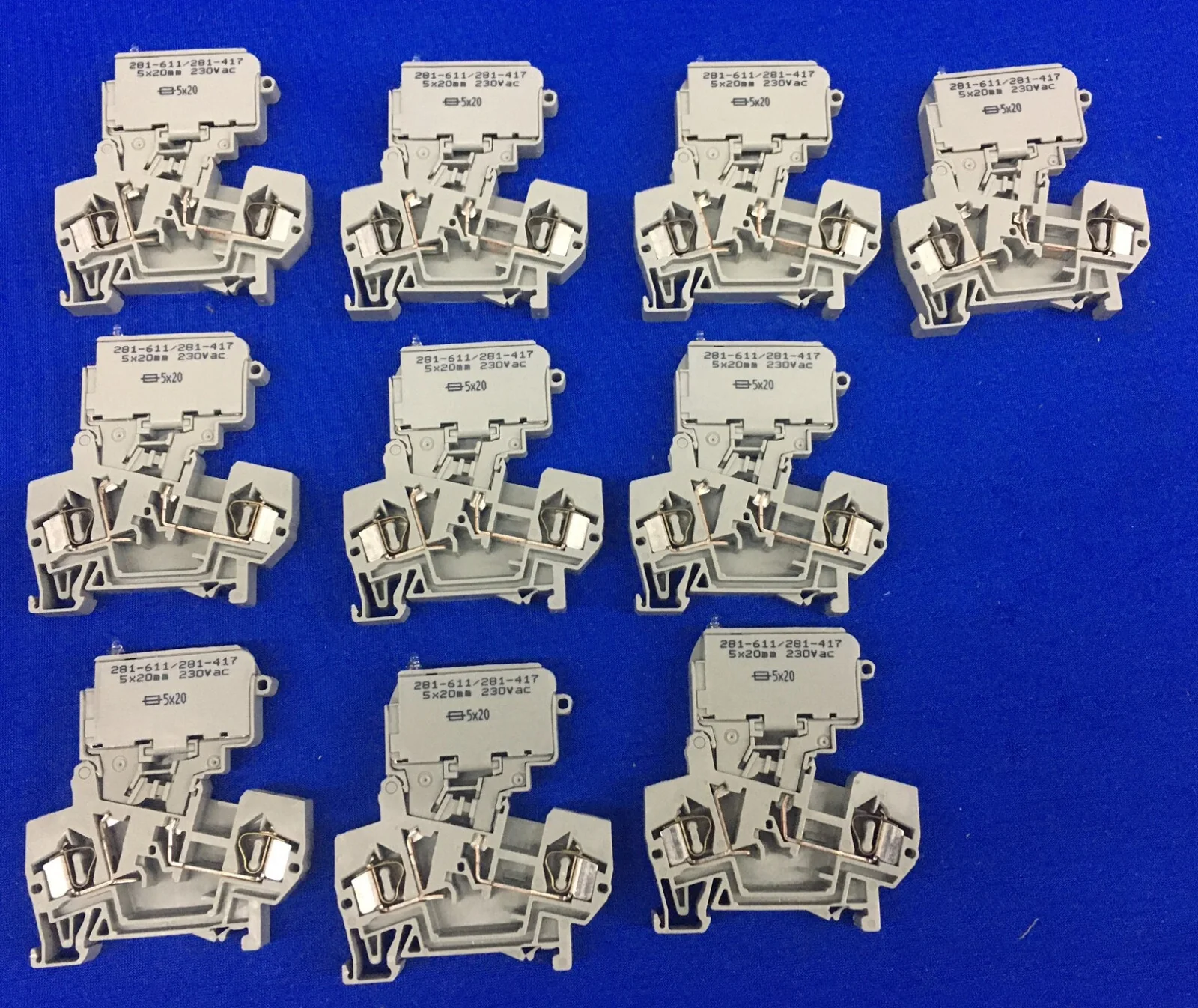 1 LOT QTY 10 – WAGO 281 / 281-611/281-417 2-CONDUCTOR FUSE TERMINAL BLOCK