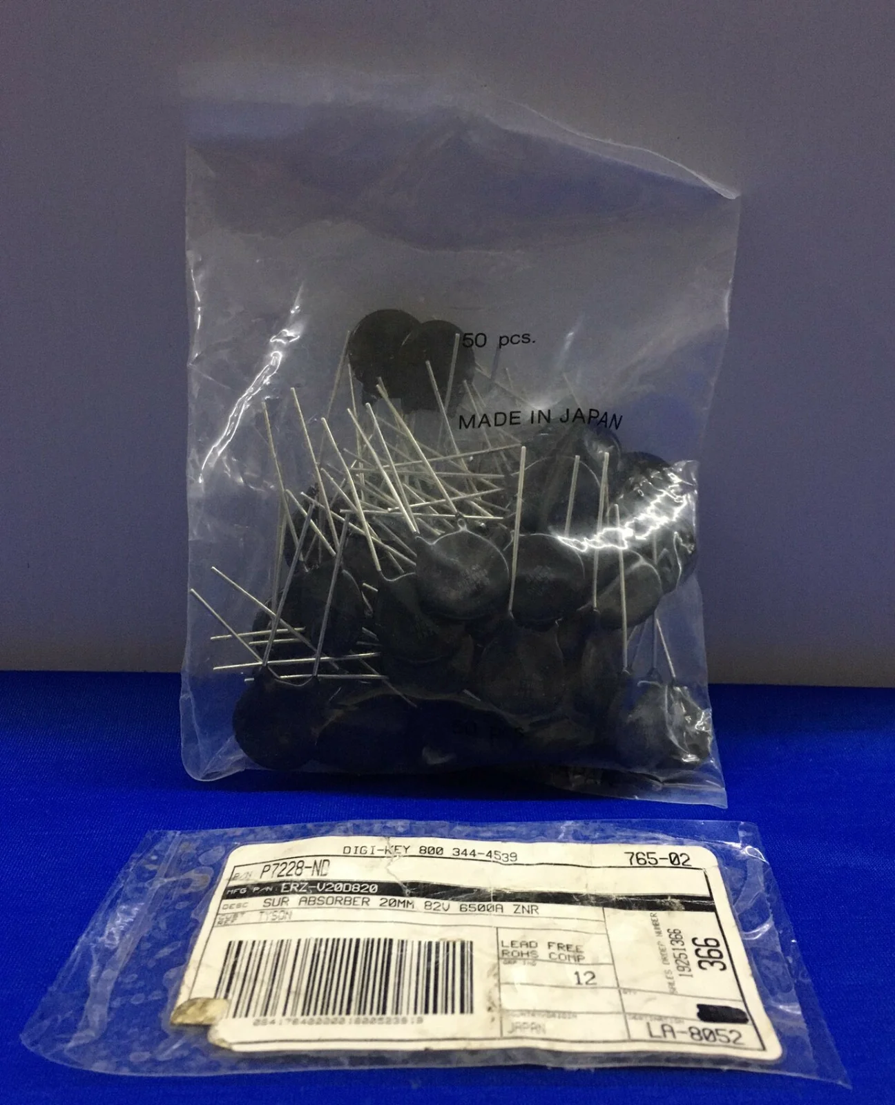 1 PKG OF 50 PCS – DIGI-KEY P7228-ND ERZ-V20D820 VARISTOR SUR ABSORBER 82V 10KA