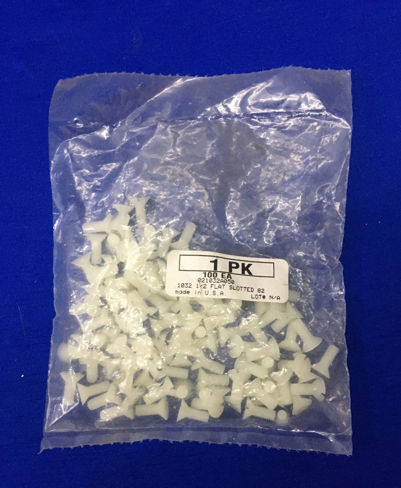 1 PKG OF 100 – ESSENTRA DIGI-KEY 021032A050 1032 1/2 FLAT SLOTTED 82 CSK SCREW