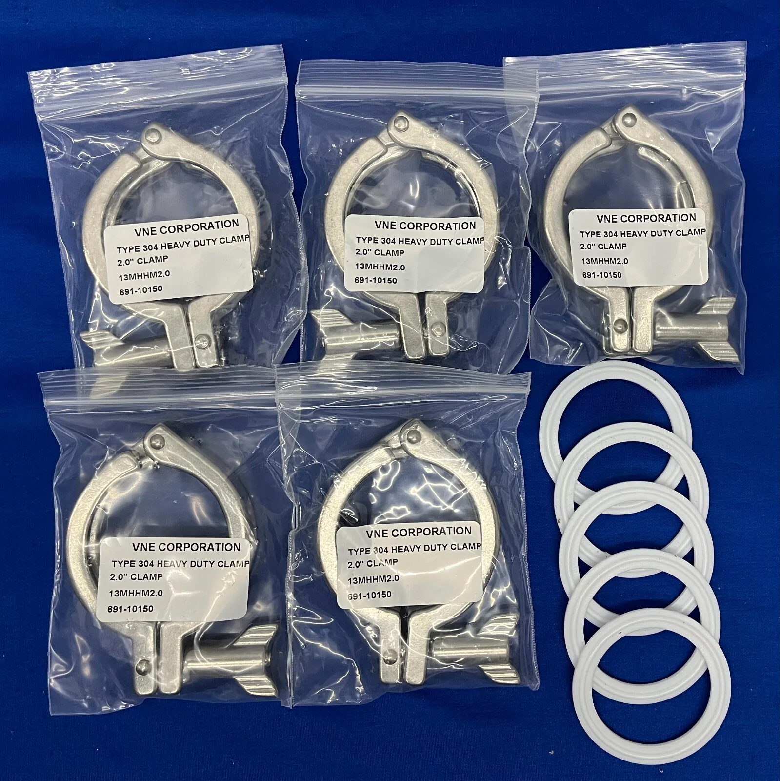 VNE WING NUT 304SS HEAVY DUTY SANITARY 2.0” CLAMP 13MHHM2.0 691-10150 QTY 5