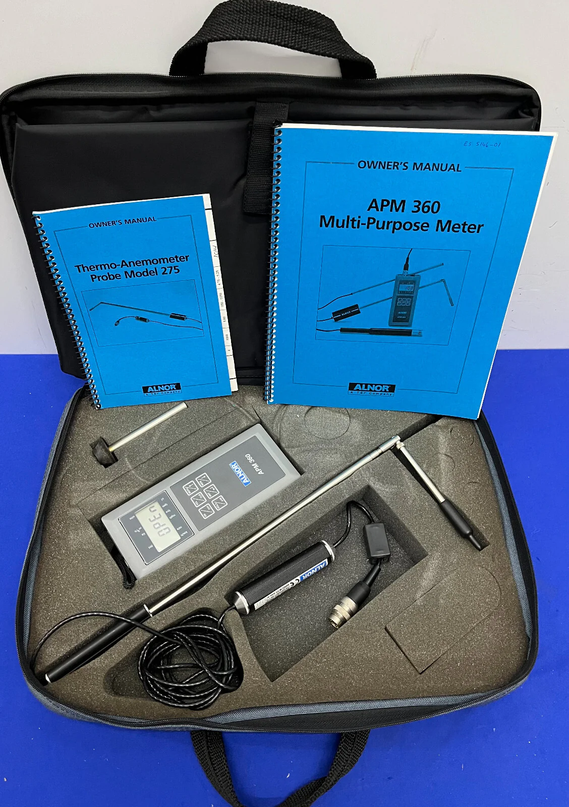 ALNOR APM360 MULTI-PURPOSE METER W/ 275 PROBE – NO PRINTER – FOR PARTS/REPAIR