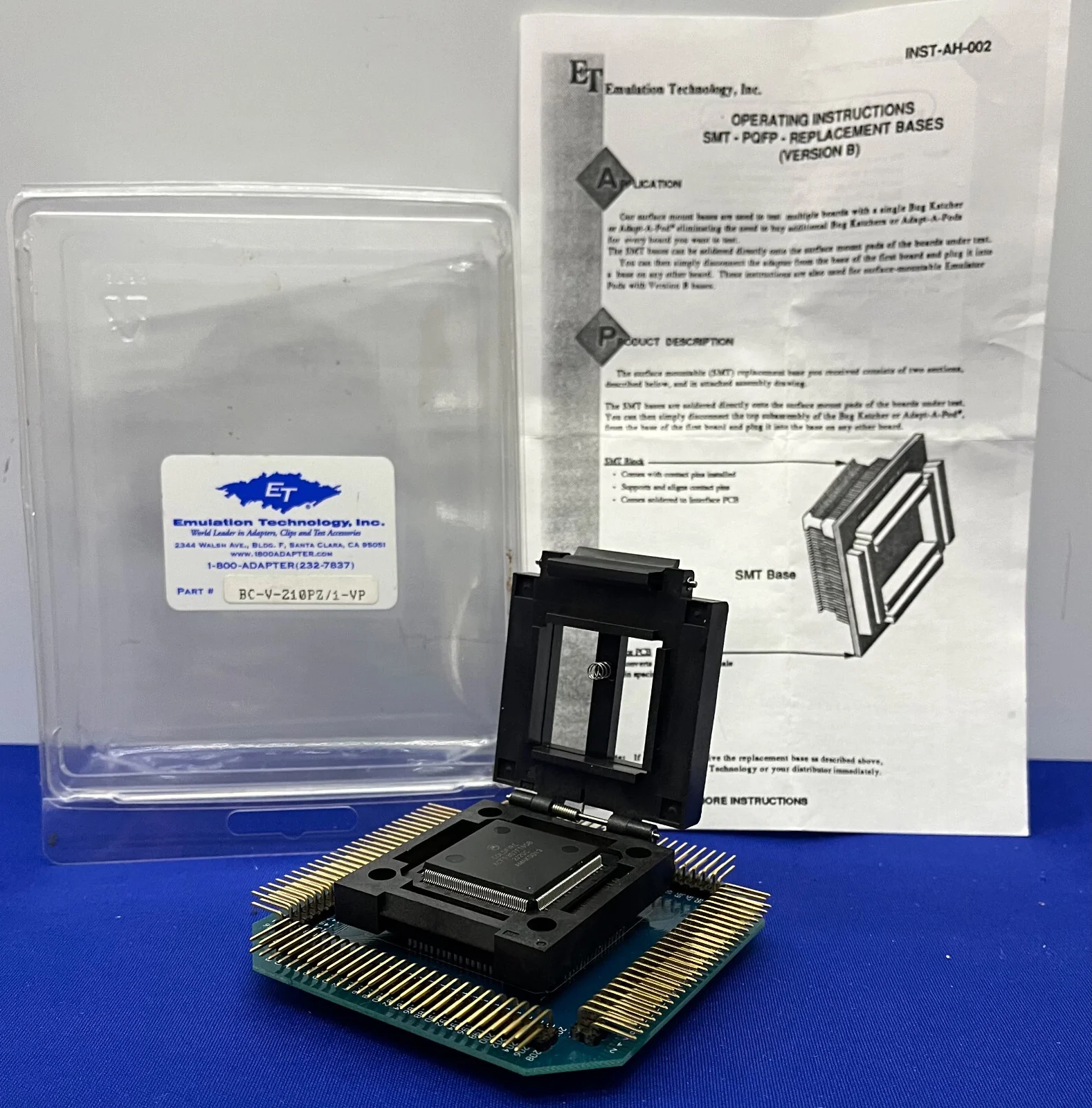ET EMULATION TECHNOLOGY BC-V-210PZ/1-VP SURFACE MOUNT EMULATOR ADAPTER