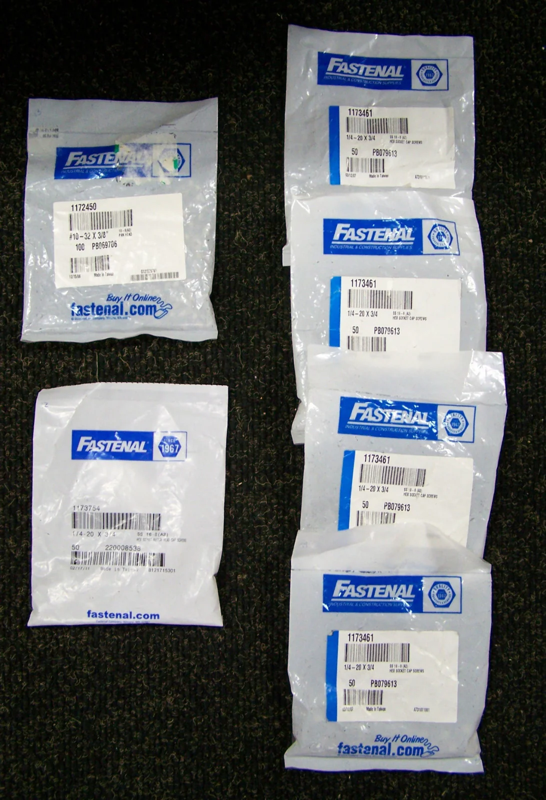 FASTENAL SCREWS ‘1 LOT’ – 1 PKG 1173754 / 4 PKG 1173461 / 1 PKG 1172450