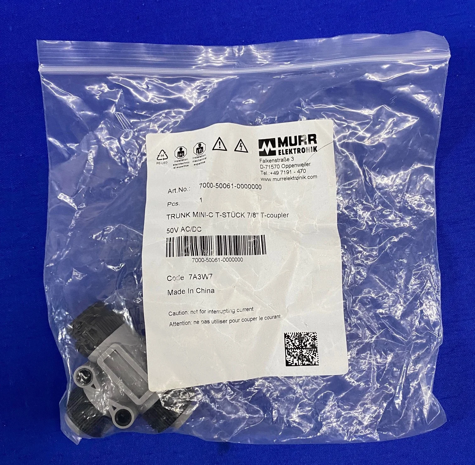 MURR ELEKTRONIK  7000-50061-0000000  TRUNK MINI-C T-STUCK 7/8″ T-COUPLER