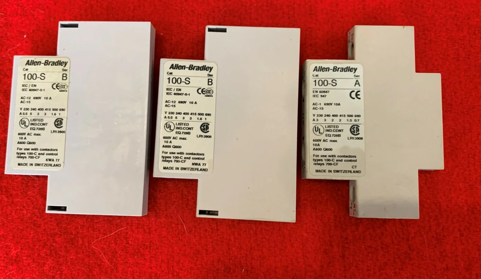 1 Lot of Qty 3 – Allen Bradley 100-S Auxiliary Contact Blocks SEE AD FOR DETAILS