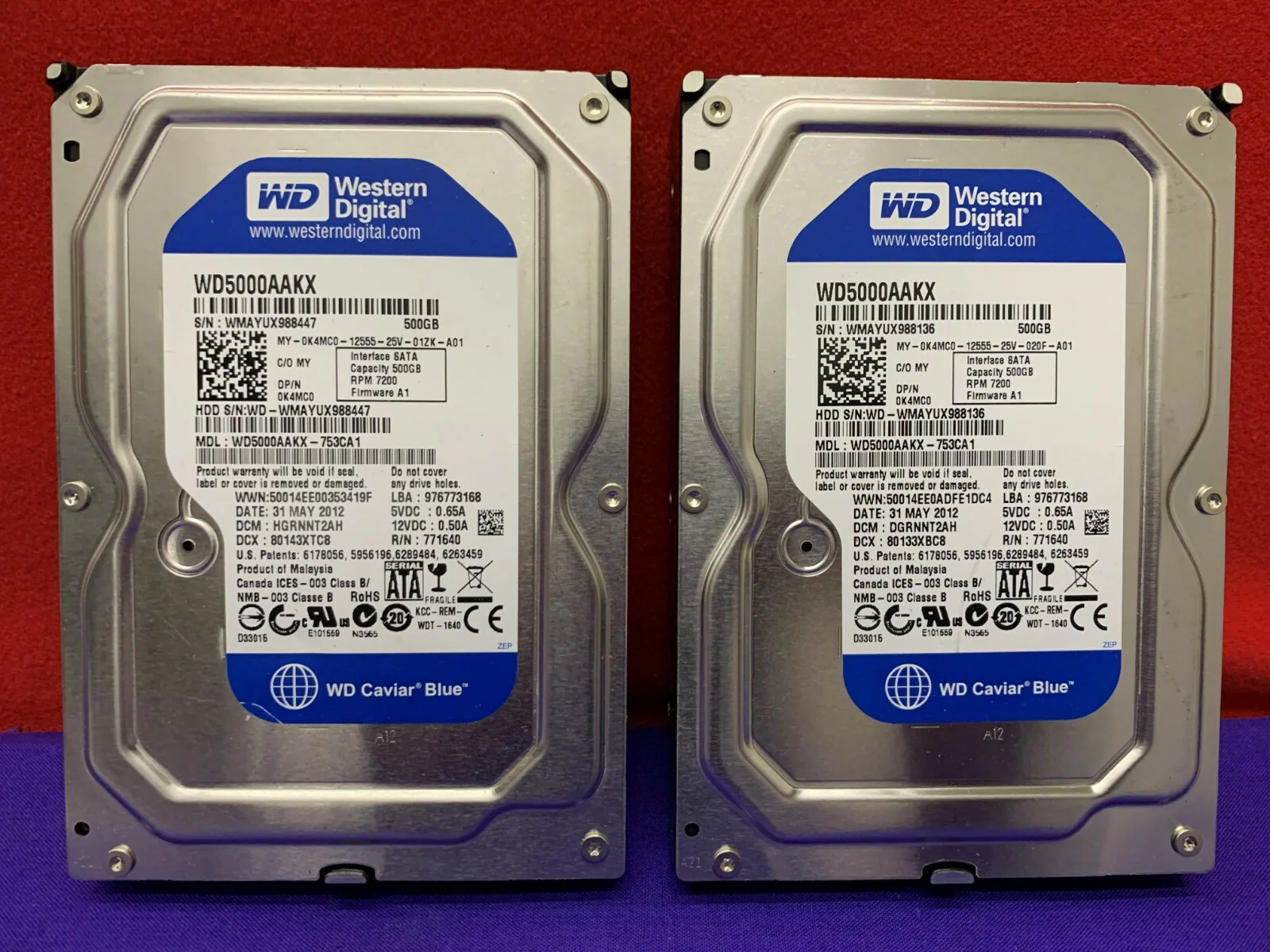 QTY 2 – Western Digital WD5000AAKX 500GB Hard Drive