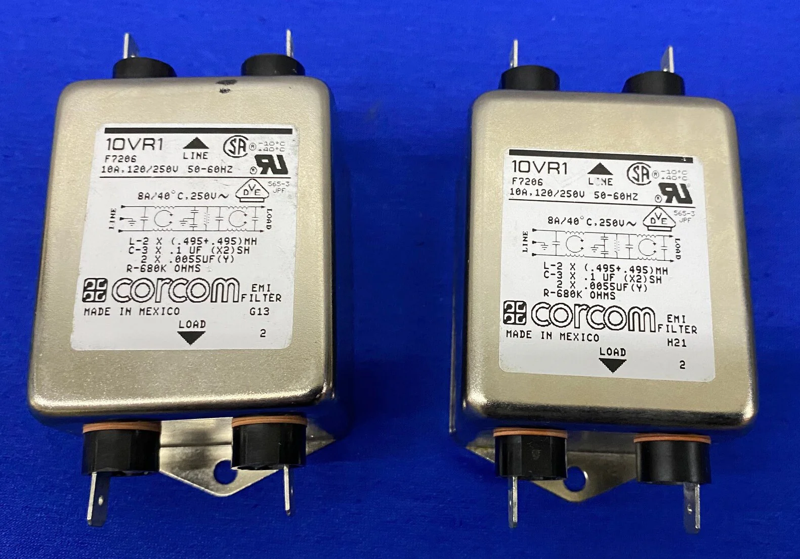 CORCOM 10VR1 RFI POWER LINE FILTERS – 1 LOT QTY 2